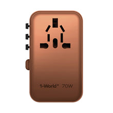 Cargar imagen en el visor de la galería, Momax 1-World+ 70W GaN 3-Port + AC Travel Adapter with Built-in USB-C Cable