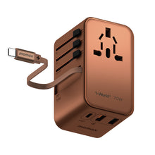 Cargar imagen en el visor de la galería, Momax 1-World+ 70W GaN 3-Port + AC Travel Adapter with Built-in USB-C Cable