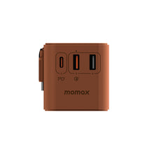 Cargar imagen en el visor de la galería, Momax 1-World+ 70W GaN 3-Port + AC Travel Adapter with Built-in USB-C Cable