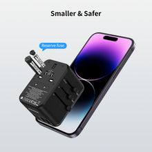 Cargar imagen en el visor de la galería, MOMAX Universal Travel Adapter, 70W GaN International Power Adapter, 3 USB-C & 2 USB-A, Worldwide Travel Plug Adapter, International Power Adapter for Most Europe, USA, Japan, Australia (Type C/A/G/I)