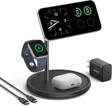 Cargar imagen en el visor de la galería, Anker MagSafe - Soporte de carga inalámbrico compatible con MagGo, estación de carga inalámbrica 3 en 1, cargador inalámbrico de 15 W certificado Qi2