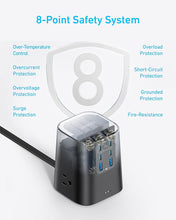 Cargar imagen en el visor de la galería, Anker Charging Station (100W), 9-in-1 USB-C Power Strip with 300J Surge Protection, 5 ft Flat Cable and Plug, 4 USB-C and 2 USB-A Ports, 3 AC Outlets, for Home, Office