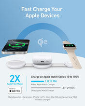 Cargar imagen en el visor de la galería, Anker MagSafe Compatible MagGo UFO 3-in-1 Charger, iPhone 16 Wireless Charger Station, Qi2 Certified 15W, Foldable Travel