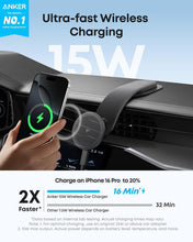 Cargar imagen en el visor de la galería, Anker Nano Magnetic Wireless Car Charger, 360° Adjustable Mount Car Charger with Detachable Pad, 15W Qi2 Certified with Alloy Bracket
