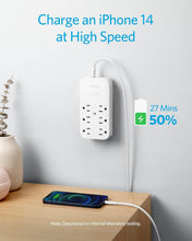 Cargar imagen en el visor de la galería, Anker 333 Outlet Extender and USB Wall Charger, 6 Outlets and 2 USB Ports, 20W USB C Power Delivery High-Speed Charging iPhone 15/15 Plus/15 Pro/15 Pro Max, Multi-Plug for Dorm, Home, and Office, White