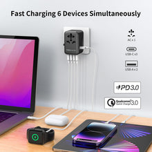 Cargar imagen en el visor de la galería, MOMAX Universal Travel Adapter, 70W GaN International Power Adapter, 3 USB-C & 2 USB-A, Worldwide Travel Plug Adapter, International Power Adapter for Most Europe, USA, Japan, Australia (Type C/A/G/I)