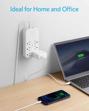 Cargar imagen en el visor de la galería, Anker Extensor de salida y cargador de pared USB, 6 salidas y 2 puertos USB, 20 W USB C entrega de energía de alta velocidad
