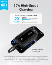 Cargar imagen en el visor de la galería, Anker Portable Charger, 10,000mAh 30W Power Bank cable integrado