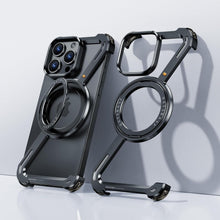Cargar imagen en el visor de la galería, Funda minimalista iPhone 15 Pro Max, rotación de 360°, soporte de aluminio de metal sin marco