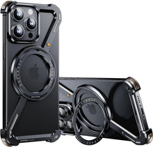 Cargar imagen en el visor de la galería, Funda minimalista iPhone 15 Pro Max, rotación de 360°, soporte de aluminio de metal sin marco