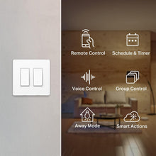 Cargar imagen en el visor de la galería, Kasa Smart Switch 2-Gang HS200-2, Single Pole,Neutral Wire Required, 2.4GHz Wi-Fi Light Switch Compatible with Alexa and Google Home, UL Certified, No Hub Required, White