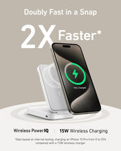 Cargar imagen en el visor de la galería, Anker MagGo Power Bank, Qi2 Certified 15W Ultra-Fast MagSafe-Compatible Portable Charger, 6600mAh Battery Pack with Adjustable and Foldable Stand, for iPhone 15/14/13 Series (USB-C Cable Included)
