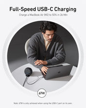 Cargar imagen en el visor de la galería, Anker MagGo Magnetic Charging Station, Qi2 Certified 15W Ultra-Fast MagSafe Wireless Charger for iPhone 15/14/13, 8-in-1 Power Strip with 3 AC and 4 USB Desktop Charger for MacBook and More