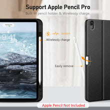 Cargar imagen en el visor de la galería, Fintie Funda de teclado para iPad Air de 13 pulgadas (M2) 2024 con soporte para lápices, cubierta trasera de TPU suave con teclado Bluetooth desmontable magnéticamente, retroiluminación/negro