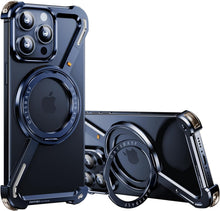 Cargar imagen en el visor de la galería, Funda minimalista iPhone 15 Pro Max, rotación de 360°, soporte de aluminio de metal sin marco