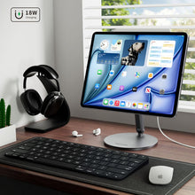 Cargar imagen en el visor de la galería, LULULOOK Magnetic Wireless Charging Stand for iPad Pro 13 inch M4 (2024) Only, 360°Adjustable Foldable iPad Stand for Desk, Aluminium Alloy Tablet Stand for iPad Pro 13" M4 (USB C Cable Included)
