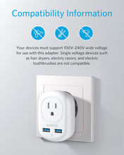 Cargar imagen en el visor de la galería, Anker European Travel, PowerExtend USB Plug Adaptador de corriente internacional con 2 puertos USB y 1 tomacorriente