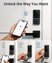 Cargar imagen en el visor de la galería, eufy Security Smart Lock C210, cerradura de puerta de entrada sin llave, cerrojo WiFi integrado, cerradura de puerta inteligente, no requiere puente, fácil instalación, teclado de pantalla táctil