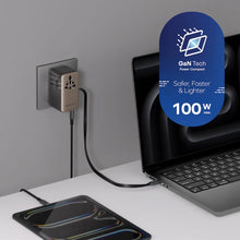 Cargar imagen en el visor de la galería, Momax 1-World²⁺ 4-Port Mini Universal Travel GaN Charger with Built-In Retractable Cable 100W with Dual AC