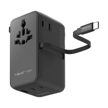 Cargar imagen en el visor de la galería, Momax 1-World²⁺ 4-Port Mini Universal Travel GaN Charger with Built-In Retractable Cable 100W with Dual AC