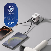 Cargar imagen en el visor de la galería, Momax 1-World² 3-Port Mini Universal Travel GaN Charger 20W with Dual AC