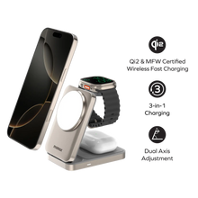 Cargar imagen en el visor de la galería, Momax 1-Charge Q.Port 3-in-1 Foldable Qi2 15W Magnetic Wireless Charging Stand