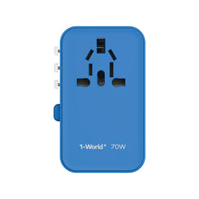 Cargar imagen en el visor de la galería, Momax 1-World+ 70W GaN 3-Port + AC Travel Adapter with Built-in USB-C Cable