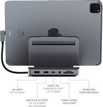 Cargar imagen en el visor de la galería, Satechi USB C Hub - iPad Pro USB C Hub - Aluminum Stand & Hub – 6-in-1 iPad Dock