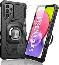 Cargar imagen en el visor de la galería, A33 5G Case: with Tempered Screen Protector & Built in 360° Adjustable Ring Kickstand Shockproof