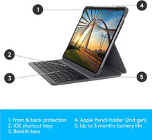 Cargar imagen en el visor de la galería, Logitech Slim Folio Pro Backlit Bluetooth Keyboard Case for iPad Pro 11-inch