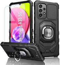 Cargar imagen en el visor de la galería, A33 5G Case: with Tempered Screen Protector & Built in 360° Adjustable Ring Kickstand Shockproof