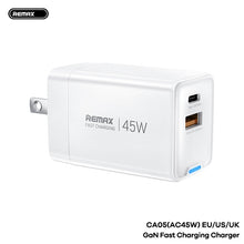 Cargar imagen en el visor de la galería, Remax Gan Fast Charger 45W CA05(AC45W)
