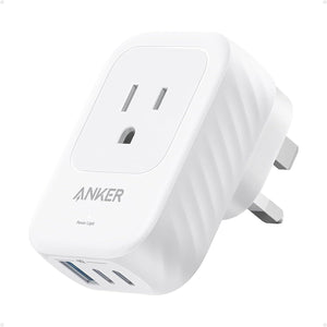 Adaptador de enchufe internacional de Estados Unidos a Reino Unido, adaptador de viaje Anker de 15 W máximo con 2 CA, 2 USB-C y 1 puerto USB-A