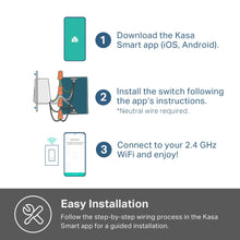 Cargar imagen en el visor de la galería, Kasa Smart Switch 2-Gang HS200-2, Single Pole,Neutral Wire Required, 2.4GHz Wi-Fi Light Switch Compatible with Alexa and Google Home, UL Certified, No Hub Required, White
