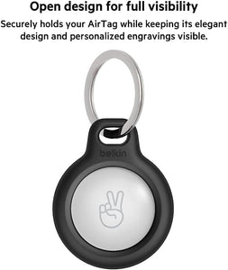 2 Pack -Belkin Apple AirTag Secure Holder w/Key Ring