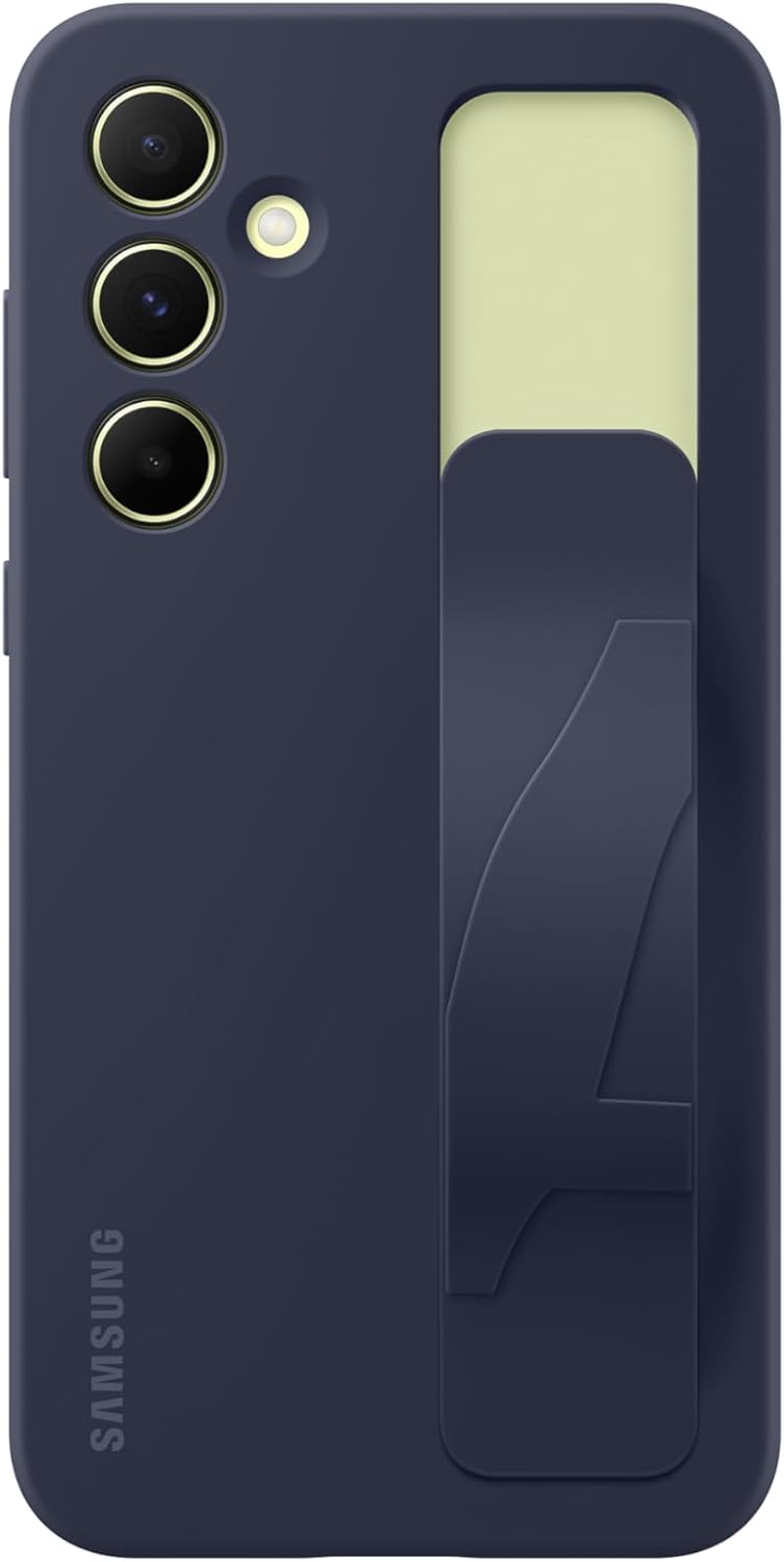 SAMSUNG Funda de agarre de pie con correa y función atril para Galaxy A55 5G, color negro