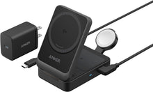 Cargar imagen en el visor de la galería, Anker MagGo 3-in-1 Charging Station, Qi2 Certified 15W MagSafe-Compatible Wireless Charger Stand, Apple Watch Charger for MagSafe, For iPhone 15/14, AirPods, Apple Watch 9 (40W USB-C Charger Included)
