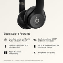 Cargar imagen en el visor de la galería, Beats Solo 4 - Wireless On-Ear Bluetooth Headphones, Up to 50-Hour Battery Life, Ultra-Lightweight Comfort, Powerful and Balanced Sound, Apple &amp; Android Compatible
