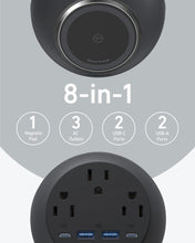 Cargar imagen en el visor de la galería, Anker MagGo Magnetic Charging Station, Qi2 Certified 15W Ultra-Fast MagSafe Wireless Charger for iPhone 15/14/13, 8-in-1 Power Strip with 3 AC and 4 USB Desktop Charger for MacBook and More
