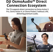 Cargar imagen en el visor de la galería, DJI Mic Mini (2 TX + 1 RX + Charging Case), Wireless Lavalier Microphone for iPhone/Camera/Android, Ultralight, Detail-Rich Audio, 48h Use, Noise Cancelling, Automatic Limiting, Vlog, Streaming
