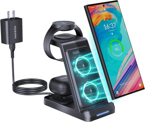 Mankiw 3 in 1 Wireless Charging Station for Samsung,Fast Phone Charger Station for Samsung