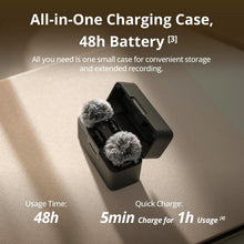 Cargar imagen en el visor de la galería, DJI Mic Mini (2 TX + 1 RX + Charging Case), Wireless Lavalier Microphone for iPhone/Camera/Android, Ultralight, Detail-Rich Audio, 48h Use, Noise Cancelling, Automatic Limiting, Vlog, Streaming
