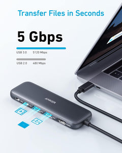 Anker 332 USB-C Hub (5-in-1) with 4K HDMI Display, 5Gbps - and 2 5Gbps USB-A Data Ports and for MacBook Pro, MacBook Air, Dell XPS, Lenovo Thinkpad, HP Laptops
