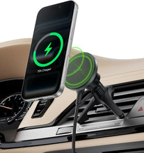 Cargar imagen en el visor de la galería, Belkin Wireless Car Charger, Magnetic Car Vent Mount w/ 3.3ft USB C Cable, Qi2 MagSafe Compatible Fast Charging
