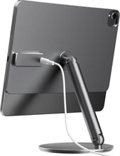 Cargar imagen en el visor de la galería, LULULOOK Magnetic Wireless Charging Stand for iPad Air 13" M3(2025)/M2, Upgraded 360° Rotating Base iPad Pro Stand, Aluminium Adjustable Desk Mount for iPad Pro 12.9" 3rd/4th/5th/6th with 1M Cable
