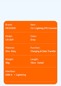 Mcdodo-2 in 1 OTG USB3.0 to Lightning Convertor (OTG+ Lightning) CA-2690