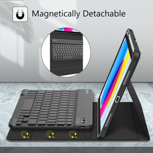 Fintie Funda de teclado para iPad de 10.9 pulgadas (versión 2022) con soporte para lápices, cubierta trasera de TPU suave con teclado Bluetooth desmontable magnéticamente