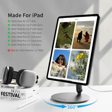 Cargar imagen en el visor de la galería, LULULOOK Magnetic Wireless Charging iPad Stand, Upgraded 360° Rotating Adjustable iPad Pro Stand, Full Aluminium for Pro 11&quot;/Air 11 M3(2025)/Air M2
