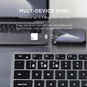 Satechi Slim X1 Bluetooth Backlit Keyboard – Illuminated Keys & Multi-Device Sync – for M2/ M1 MacBook Pro/Air, M2/ M1 iPad Pro/Air, M2 Mac Mini, iMac M1