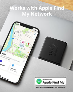 eufy Security by Anker SmartTrack Card (Black, 1-Pack), Works with Apple Find My (iOS Only), Wallet Tracker, Phone Finder, Water Resistant, Up to 3-Year Battery